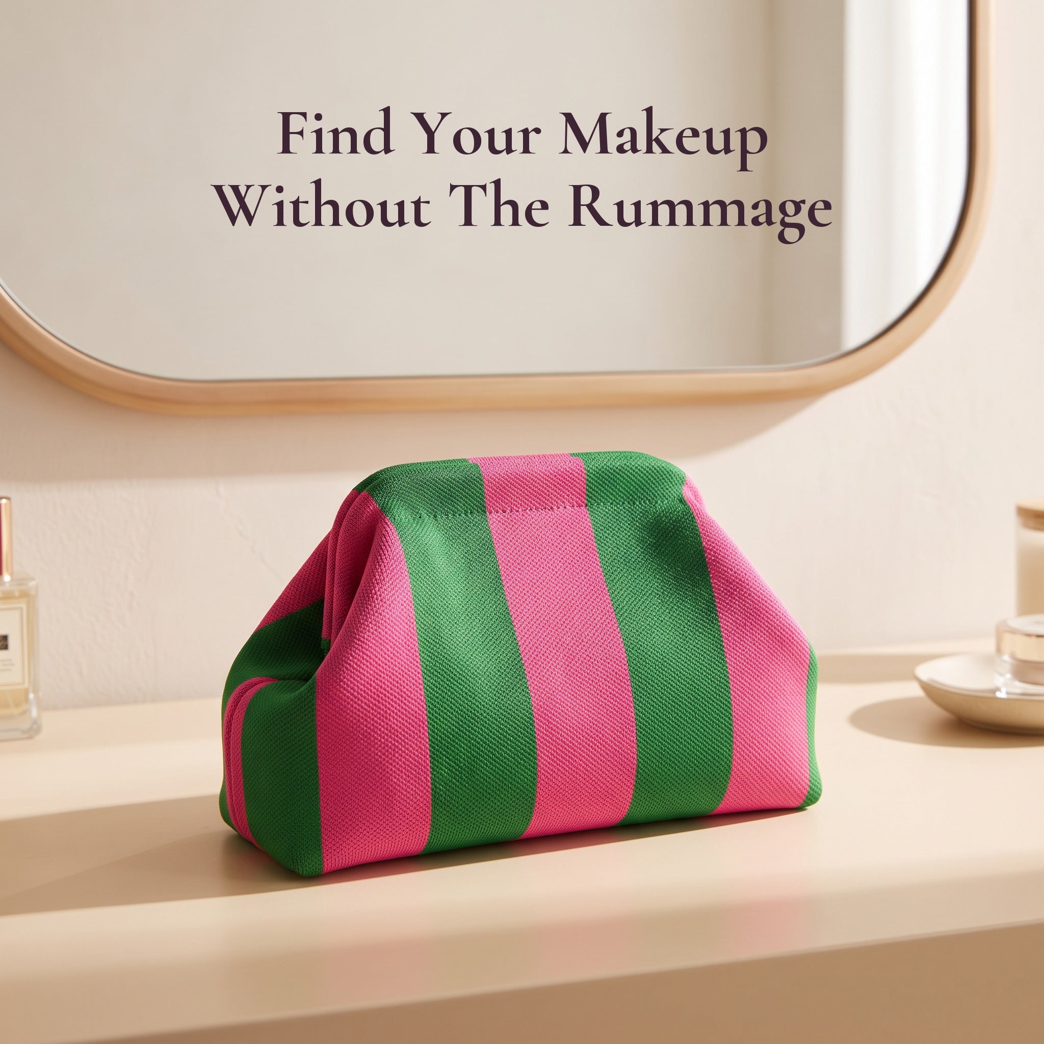 Pop Pouch makeup bag in Green & Pink