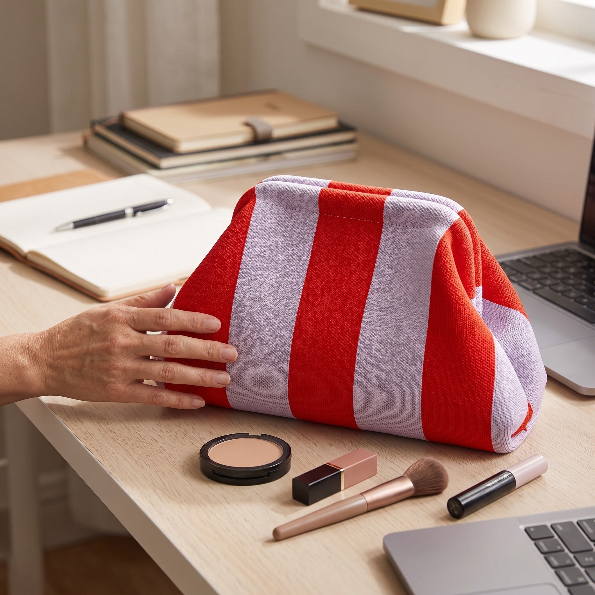 Pop Pouch makeup bag in Red & Lilac